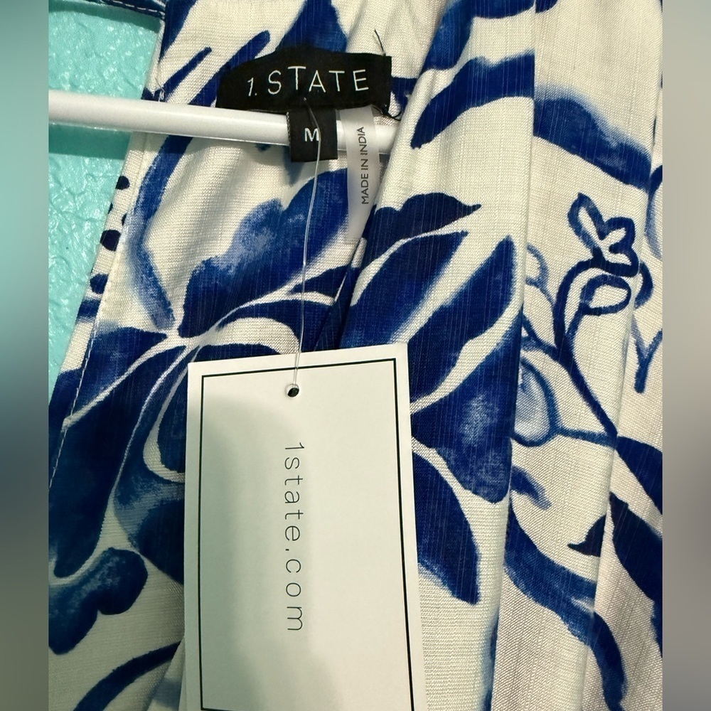 1.STATE Floral Blue and White Jumpsuit - Picture 9 of 9